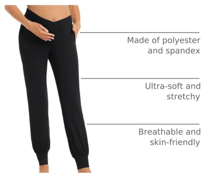 Foucome Women's Maternity Pants Under Belly Activewear Joggers - color: 2pack Black, size: X-Large