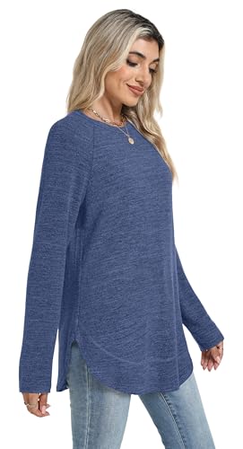 Sampeel Long Sleeve Shirts for Women Tunic Tops Loose Fit Dressy Crew Neck Pullover Sweaters 2026 - color: Navy, size: XX-Large