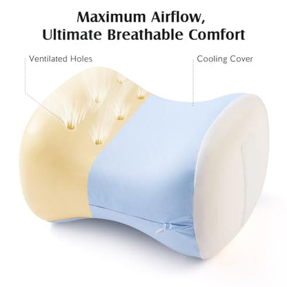 YFONG Knee Pillow for Side Sleepers, Breathable Memory Foam Leg Pillow Blue - color: Light Blue
