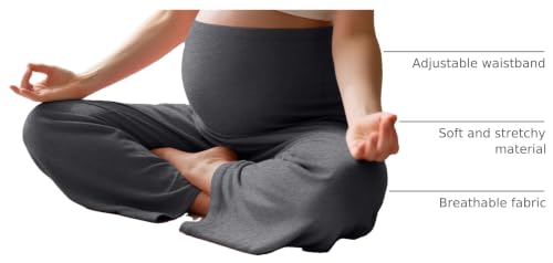 3 Pack Women's Maternity Lounge Pants with Pockets - color: Dark Gray, Light Gray, Khaki, size: Small