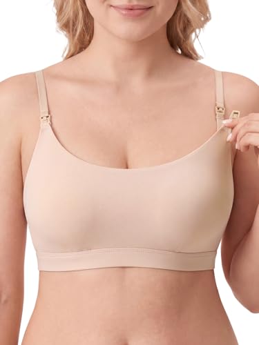 Nursing Bra for Breastfeeding Seamless Wireless Maternity Bra - color: Beige, size: X-Small