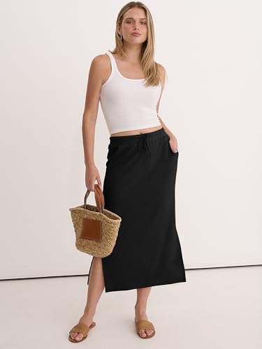 ANRABESS Air Layer Fabric Maxi Skirts for Women - color: Black, size: X-Large