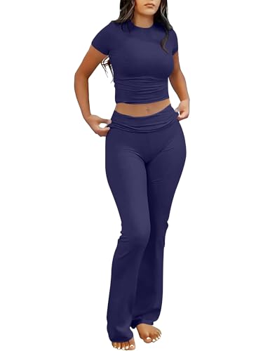 ANRABESS 2 Piece Lounge sets for Women - color: Navy Blue, size: X-Large