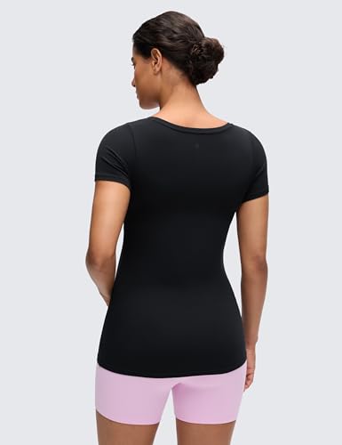 CRZ YOGA Maternity U Neck T-Shirt - color: Black, size: X-Small