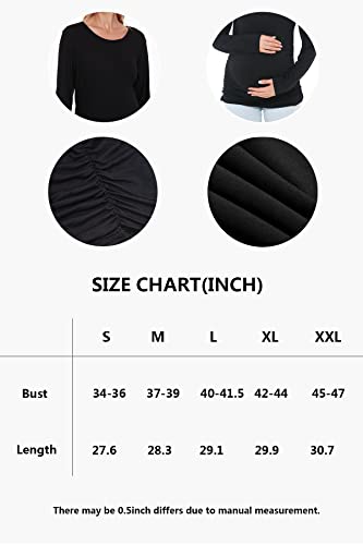 Smallshow Women's Maternity Shirts Long Sleeve Pregnancy Clothes Tops 3-Pack - color: Black-deep Grey-light Grey(3 Packs), size: Medium