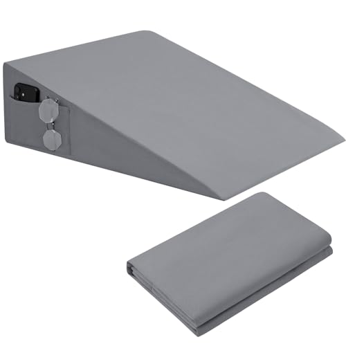 INVGEEXI Light Grey Bed Wedge Pillow Cover, 25" L x 25" W x 10" H - color: Light Grey, size: 25x25x10 Inch