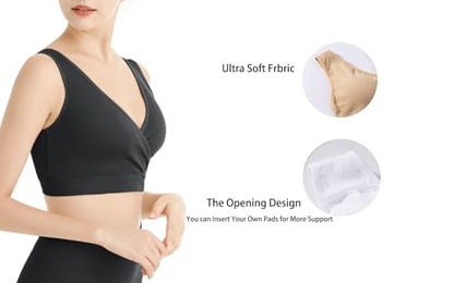 Lemef Nursing Sleep Bras Wirefree Maternity Breastfeeding Bras 3 Pack - color: 1*black (No Padding), size: Small