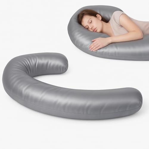 Premium Quality Pillowcase Compatible with Contour Swan Body Pillow - color: Gray