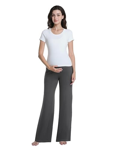 3 Pack Women's Maternity Pants Wide Leg - color: 3 Pack Black/Hemp Grey/Dark Grey, size: X-Large