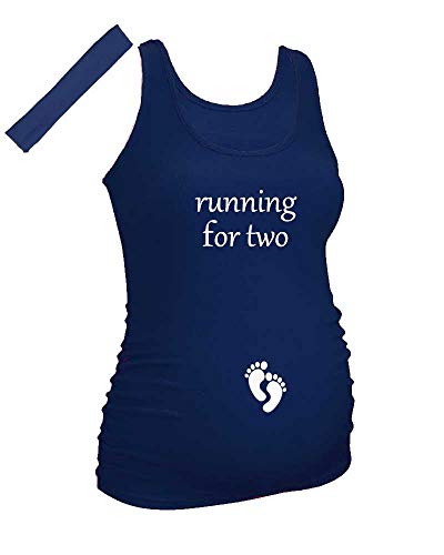 Pregnancy Maternity Tank Top - Running for Two - color: Navy, size: Medium
