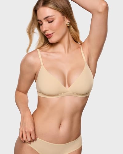 INLYRIC Women's Triangle Bralette Unlined - color: Light Oatmeal, size: Small