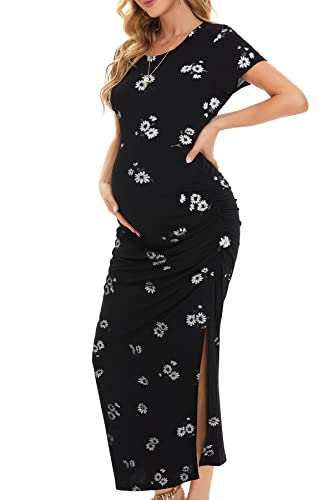 Smallshow Women's Split Long Short Sleeve Maternity Dress - color: SVP121, size: XX-Large