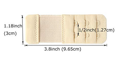 Women's Bra Extender 3 Hook / 2 Hook Bra Extension Strap Soft and Comfortable - color: Black,2 Hook 1/2" Hook Spacing