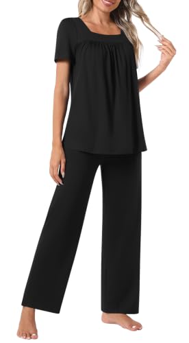 POPYOUNG Women's Pajama Set Maternity 2 Piece Ladies Loungewear - color: Black, size: Medium