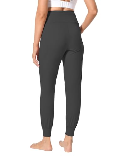 Foucome Women's Maternity Pants Comfy Stretchy Joggers Sweatpants - color: 2pack Black/Dark Grey, size: Large