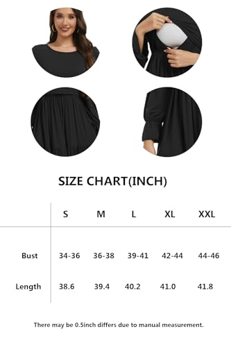 Smallshow Women's Ruffle Maternity Nursing Dress Long Sleeve - color: Black, size: Medium