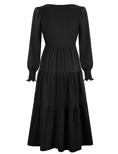 CzzzyL Womens Flutter Sleeve Nursing Dress for Breastfeeding with Pockets - color: Black-09, size: Medium