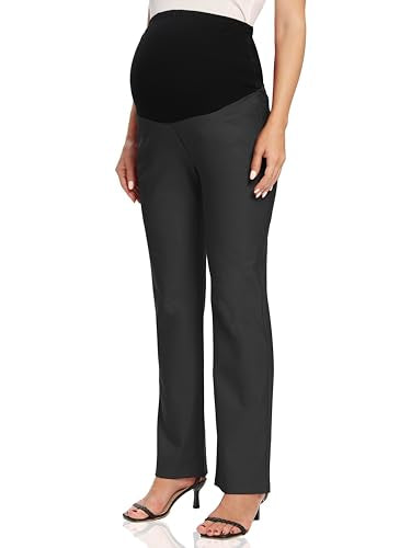 Foucome Women's Maternity Pants Over Belly Dress Work Pants - color: Dark Grey, size: Medium