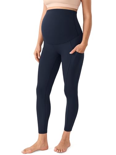MOMANDA Maternity Leggings for Women 25" - color: Twilight Blue, size: Large