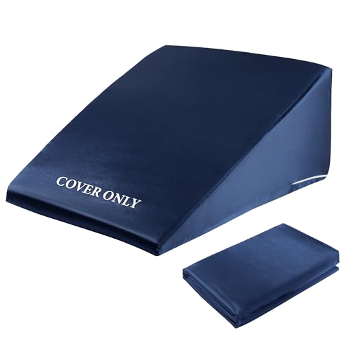 HOMBYS Satin Bed Wedge Pillow Cover Silky & Smooth Wedge Pillowcase 1 Pack 24x24x8, Soft & Breathable, Removable & Machine Washable-Zipper Design (Pillow Not Include),(Navy Blue, 24"x24"x8") - color: Navy Blue, size: 25"x25"x8"