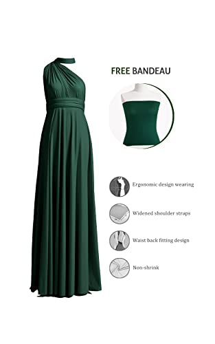 72styles Maxi Infinity Dress for Bridesmaids, Convertible Multi-Way Wrap - color: Dark Green, size: One Size Plus