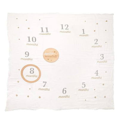 Pearhead Hello World Baby Milestone Blanket and Photo Prop