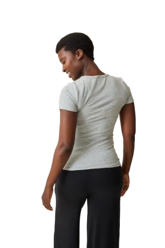 Kindred Bravely Essentials Ribbed Nursing T Shirt Maternity Crewneck 2 Pack - color: Black & Grey, size: Medium