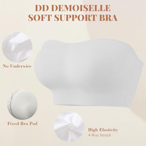 Strapless Bras, No-Removable Pads Bandeau Tops for Women - color: White-next-gen Non-removable Padding, size: Medium