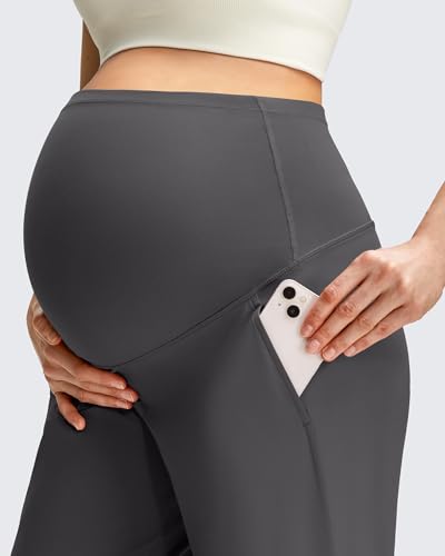 G4Free ShiftReady Maternity Dress Pants Wide Leg Pregnancy Work Tousers - color: Dark Gray, size: Medium