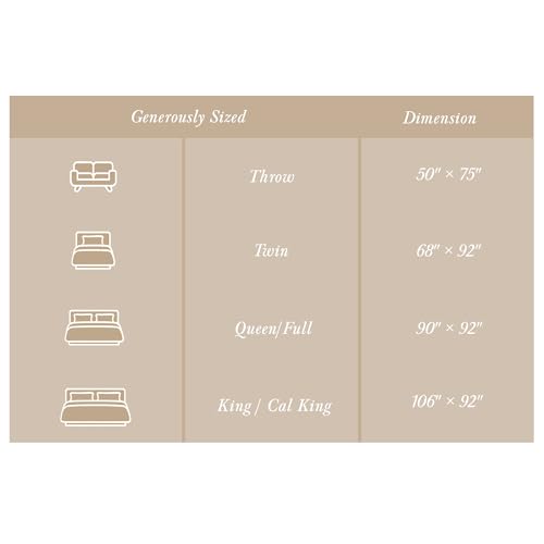 Threadmill Luxury 100% Cotton King Herringbone Blanket, Beige - color: Beige, size: King (106" x 92")