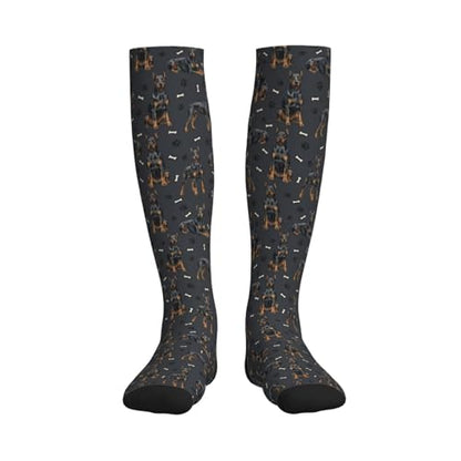 Cute Dog Compression Socks Women Men, Dog Lover Gift - color: Doberman