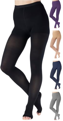 ABSOLUTE SUPPORT Compression Pantyhose 20-30mmHg, Opaque, Black, Medium - color: Black, size: Medium