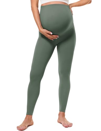 Buttergene Maternity No Front Seam Legging 25" - color: Dusty Green, size: X-Small
