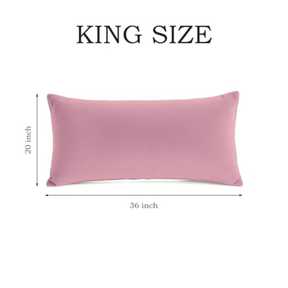 Set of 2 Brushed Microfiber Pillowcases 20x36 inch Pink - color: Pink, size: King