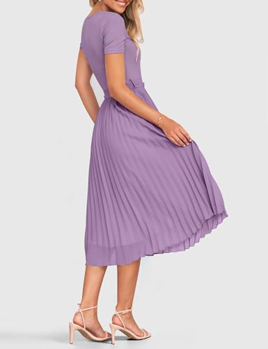 ZESICA Women's 2026 Summer Short Sleeve Knit Midi Dresses - color: Purple, size: Medium