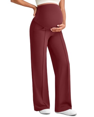 G4Free EverGoing Maternity Dress Pants Pregnancy Slacks - color: Wine, size: Large