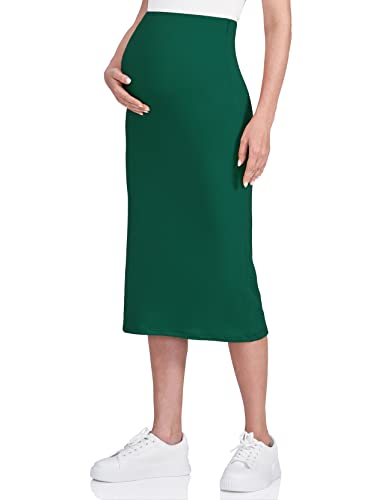 POSHDIVAH Maternity Skirt Over The Belly - color: Hunter Green, size: Small