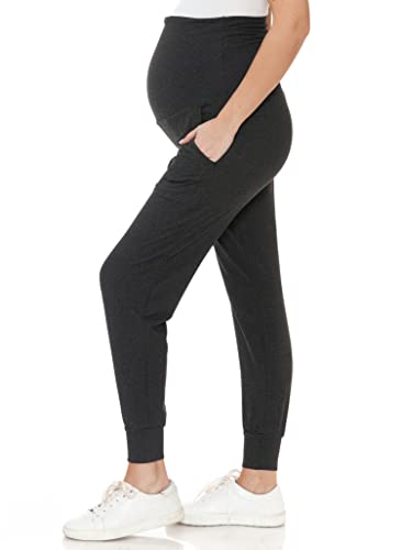 Leggings Depot Maternity Pants for Women Over The Belly Pregnancy Joggers Casual Lounge Pants - color: Heather Dark Charcoal, size: 2X