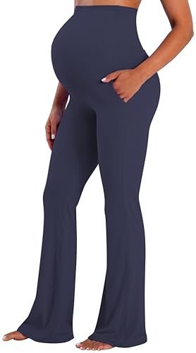 Sunzel Maternity Flare Leggings for Women, Over Belly Yoga Pants - color: Graphite, size: Medium