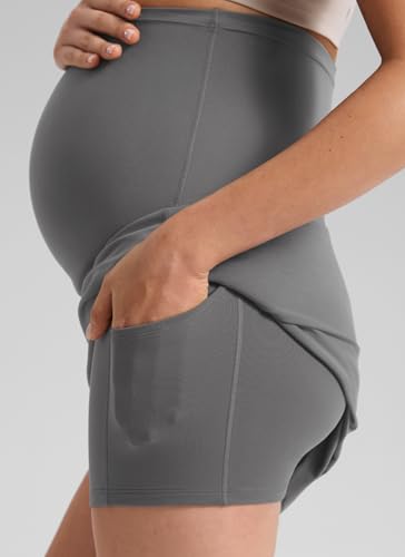 CRZ YOGA Maternity A Line Golf Skirts - color: Ash Grey, size: Medium