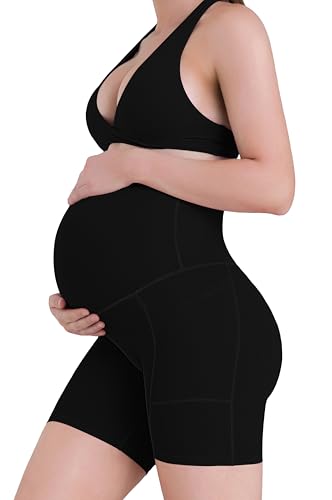 Sunzel Maternity Biker Shorts for Women, Over Belly with Pockets - size: X-Large