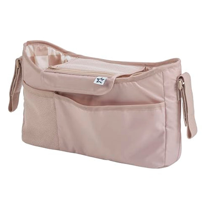 Tiny Twinkle Universal Stroller Organizer with Adjustable Strap | Waterproof Stroller Caddy Fits Baby Jogger, Nuna, Graco, Doona and Bugaboo Strollers (Beige Checkers - color: Beige Checkers, size: CLassic