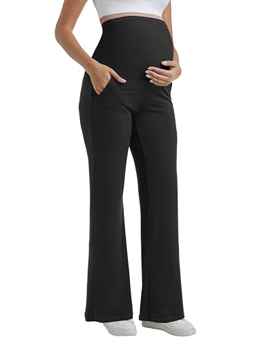 Women's Maternity Pants Wide Leg Trousers - color: Black, size: X-Large