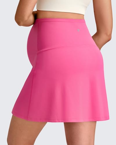G4Free BareFeel Maternity Skirt with 2 Pockets Pregnancy Shorts Tennis Golf - color: Rose Pink, size: Medium