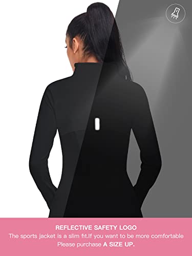 VUTRU Women's Workout Yoga Jacket Full Zip Running Athletic Track Jacket - color: Back Mesh Vent Black, size: X-Small