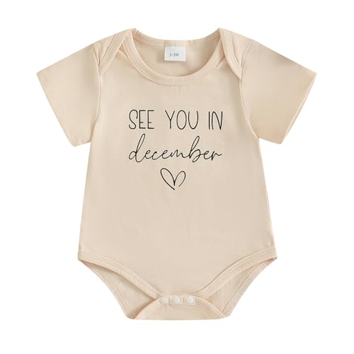 Yccutest Surprise Pregnancy Announcement Baby Onesie Newborn Infant Reveal Ideas Baby Announcement Bodysuit Unisex 0-3 Months - color: Apricot December, size: Newborn
