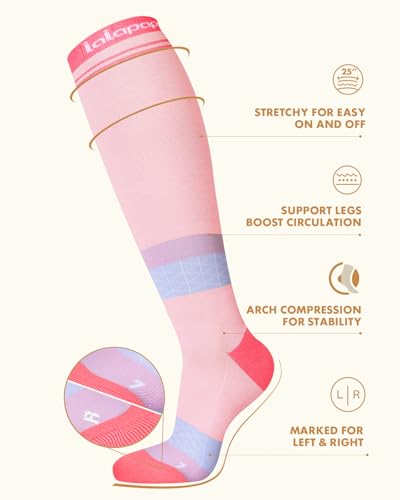 Thick Soft Cotton Compression Socks - color: Pink and Green Geometric, size: Large-X-Large