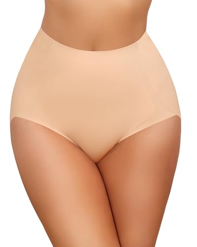 LEVAO Women's Tummy Control Underwear High Waisted Seamless Panties 4 Pack - color: Nude, size: Small
