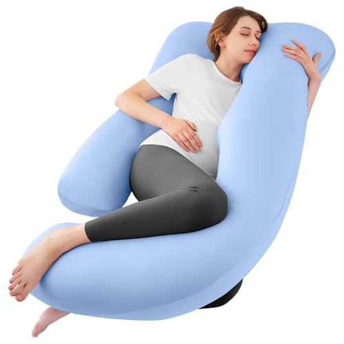Cooling Pregnancy Pillows for Sleeping, 57'' Full Body Pillow, Light Blue - color: Light Blue, size: 57 Inch