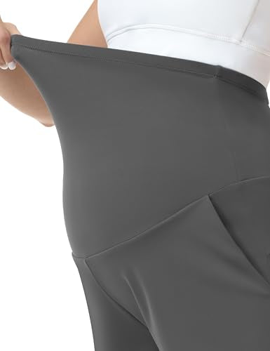 Maternity Athletic Shorts with Pockets - color: Grey, size: X-Large